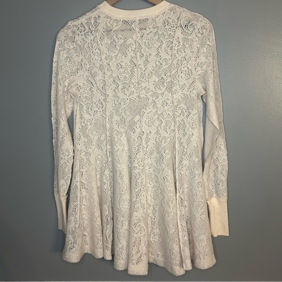 Free People Coffee In The Morning Tunic Sweater Top in Chamoix Cream, Size XS - Picture 7 of 11